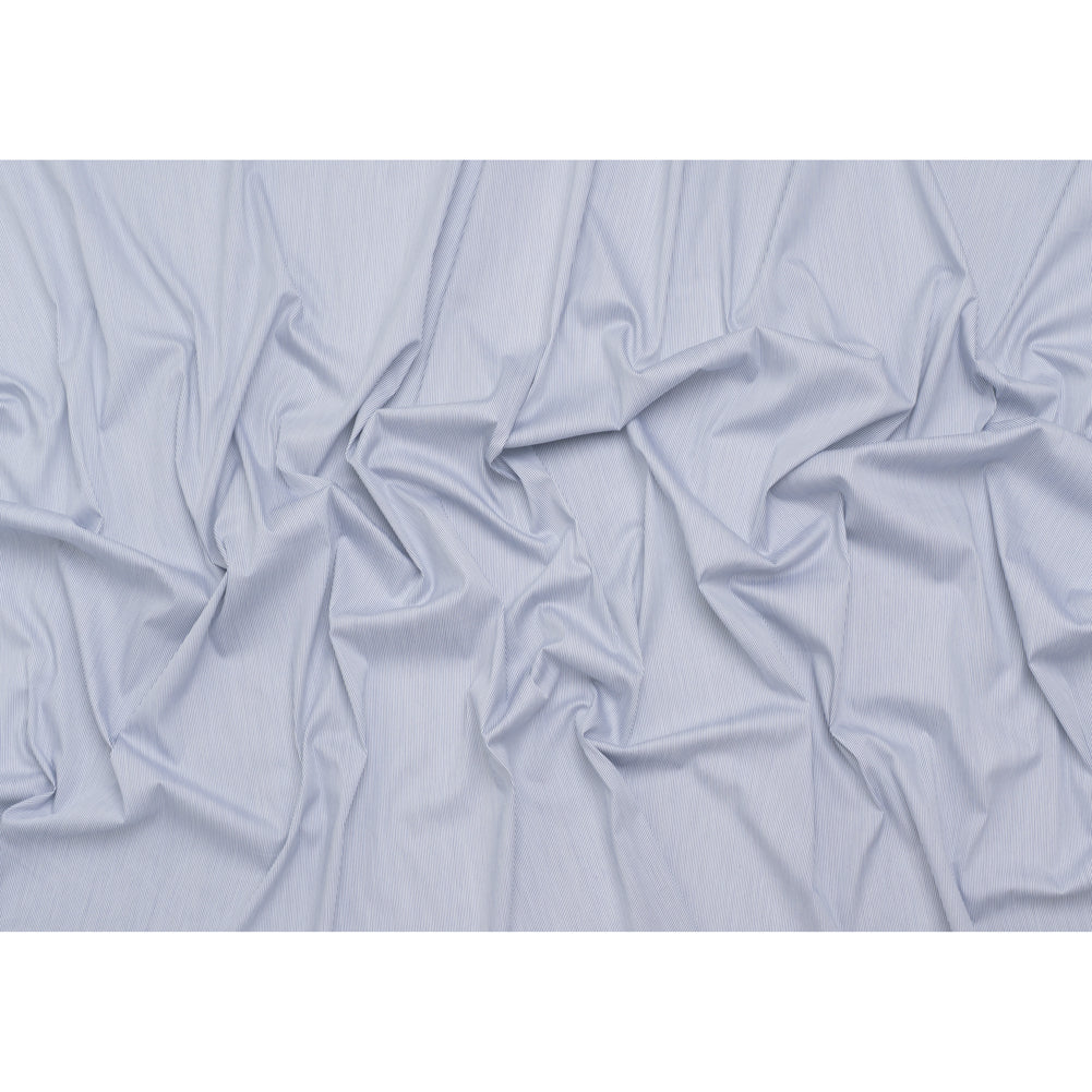 Stretch Cotton Blend Shirting Made in Italy - Charcoal Navy and White Pinstripes - Designer Deadstock - Full Stretch Cotton Blend Shirting Made in Italy - Charcoal Navy and White Pinstripes - Designer Deadstock - Full