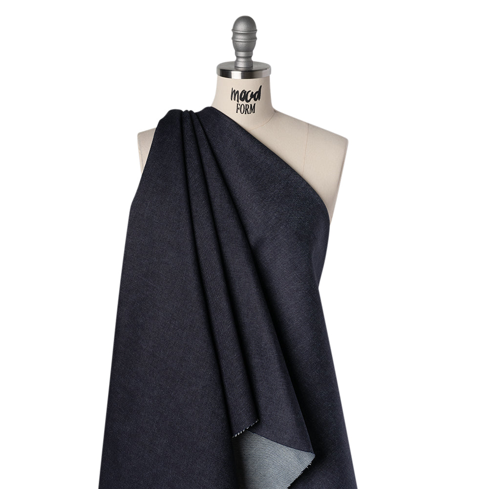 Medium Weight Cotton Denim Twill - Dark Indigo - Deadstock Drape Medium Weight Cotton Denim Twill - Dark Indigo - Deadstock Drape