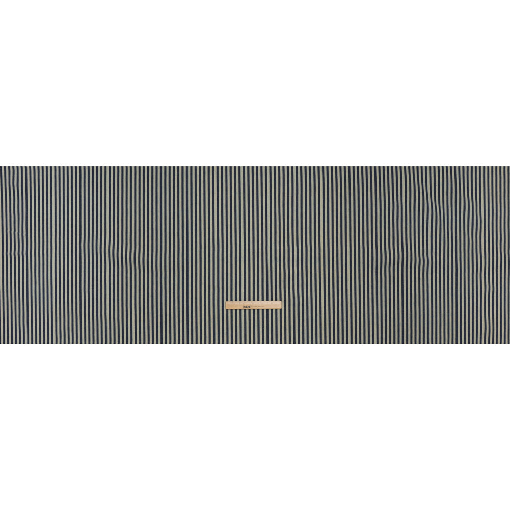 Flexible Cotton Twill Denim - Indigo and Natural Bengal Stripes - Deadstock - Full Flexible Cotton Twill Denim - Indigo and Natural Bengal Stripes - Deadstock - Full