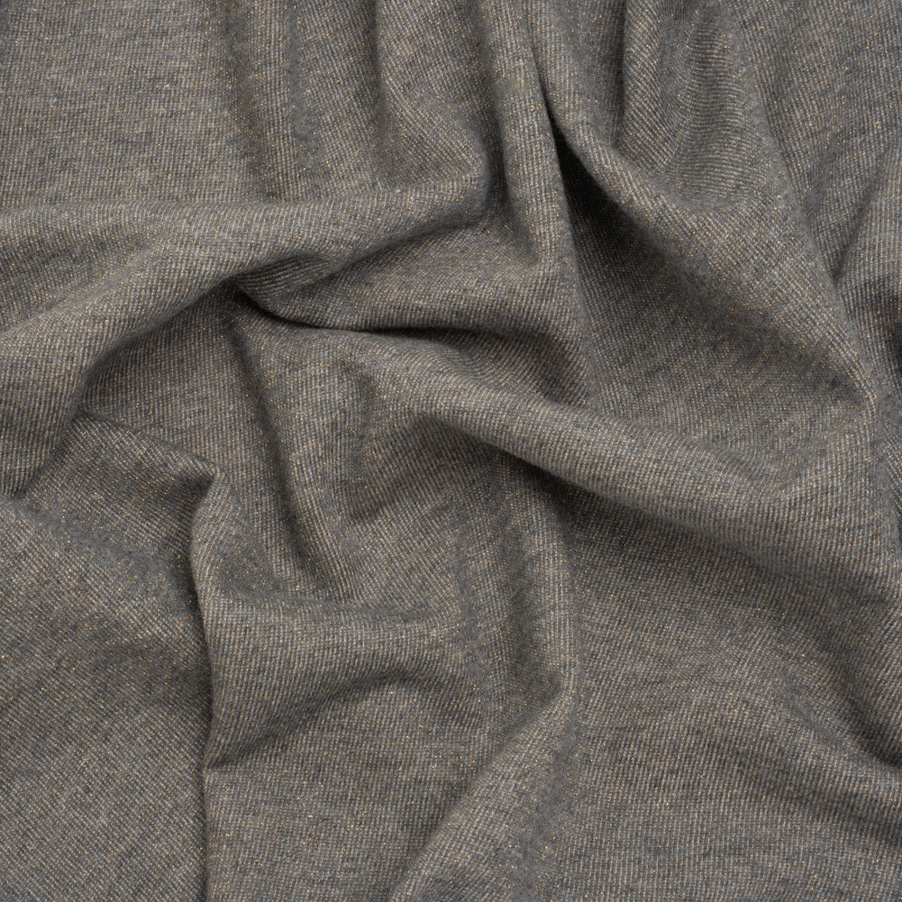 Metallic Cotton Blend French Terry - Heathered Gray and Metallic Gold - Deadstock Metallic Cotton Blend French Terry - Heathered Gray and Metallic Gold - Deadstock