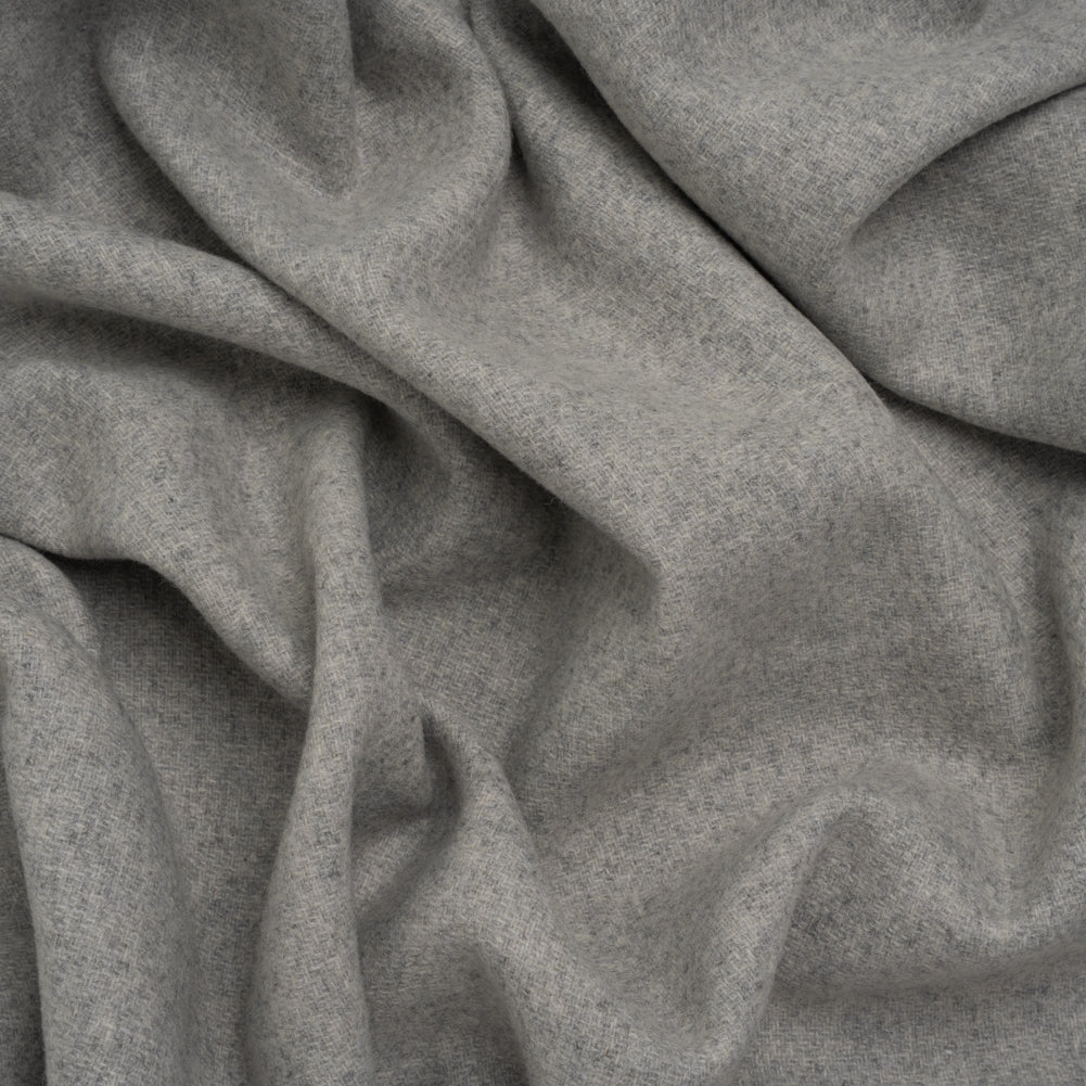 Recycled Brushed Wool Blend Twill Coating - Heathered Steel Gray - Made in Italy - Maeve Collection Recycled Brushed Wool Blend Twill Coating - Heathered Steel Gray - Made in Italy - Maeve Collection