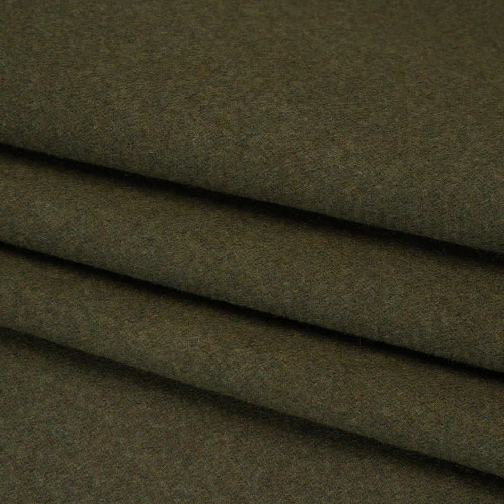 Recycled Brushed Wool Blend Twill Coating - Army Green - Made in Italy - Maeve Collection Folded Recycled Brushed Wool Blend Twill Coating - Army Green - Made in Italy - Maeve Collection Folded