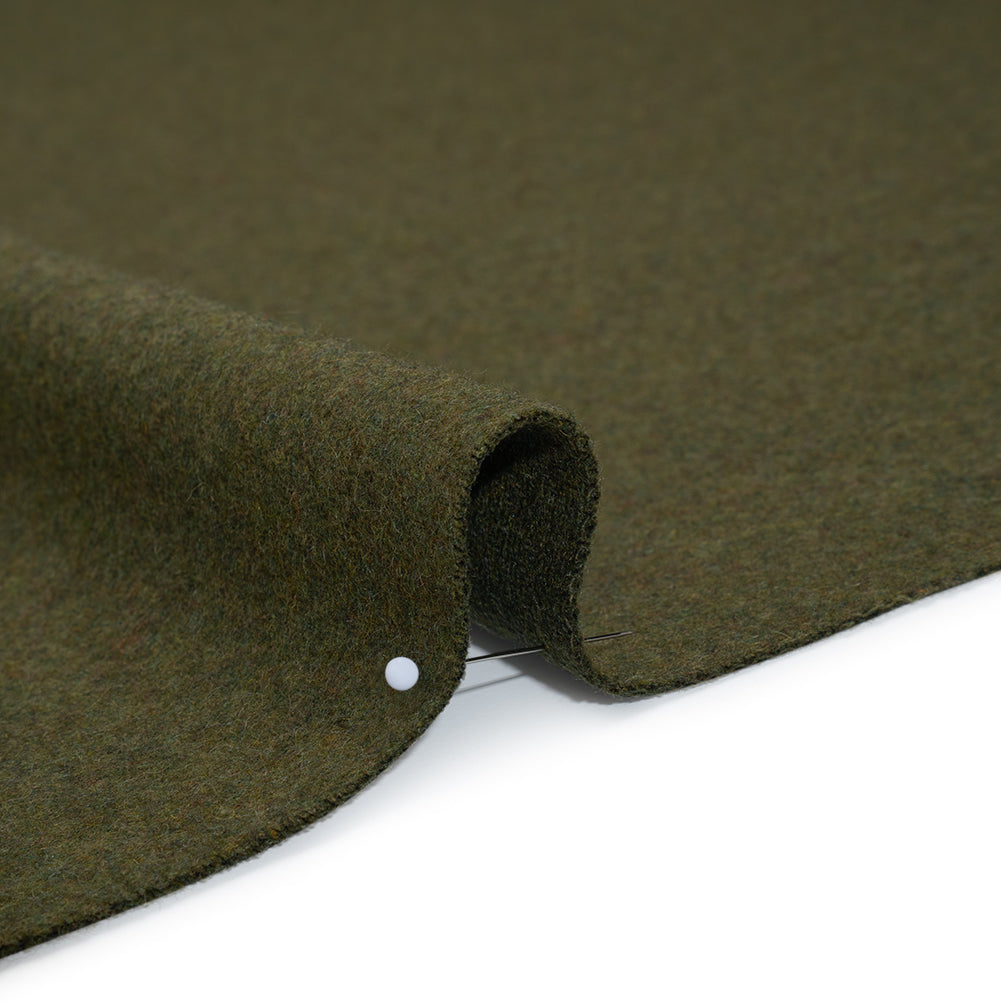 Recycled Brushed Wool Blend Twill Coating - Army Green - Made in Italy - Maeve Collection Detail Recycled Brushed Wool Blend Twill Coating - Army Green - Made in Italy - Maeve Collection Detail