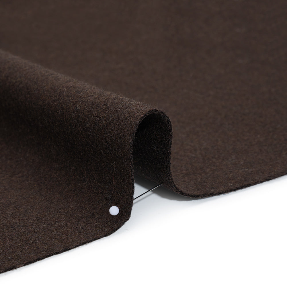 Recycled Brushed Wool Blend Twill Coating - Dark Brown - Made in Italy - Maeve Collection Detail Recycled Brushed Wool Blend Twill Coating - Dark Brown - Made in Italy - Maeve Collection Detail