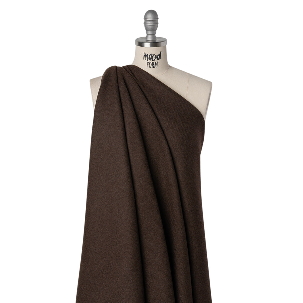 Recycled Brushed Wool Blend Twill Coating - Dark Brown - Made in Italy - Maeve Collection Drape Recycled Brushed Wool Blend Twill Coating - Dark Brown - Made in Italy - Maeve Collection Drape