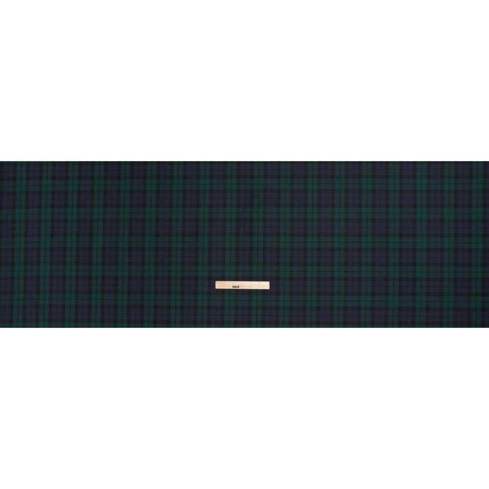 Virgin Wool Twill Made in Italy - Blue and Green Black Watch Plaid - Full Virgin Wool Twill Made in Italy - Blue and Green Black Watch Plaid - Full
