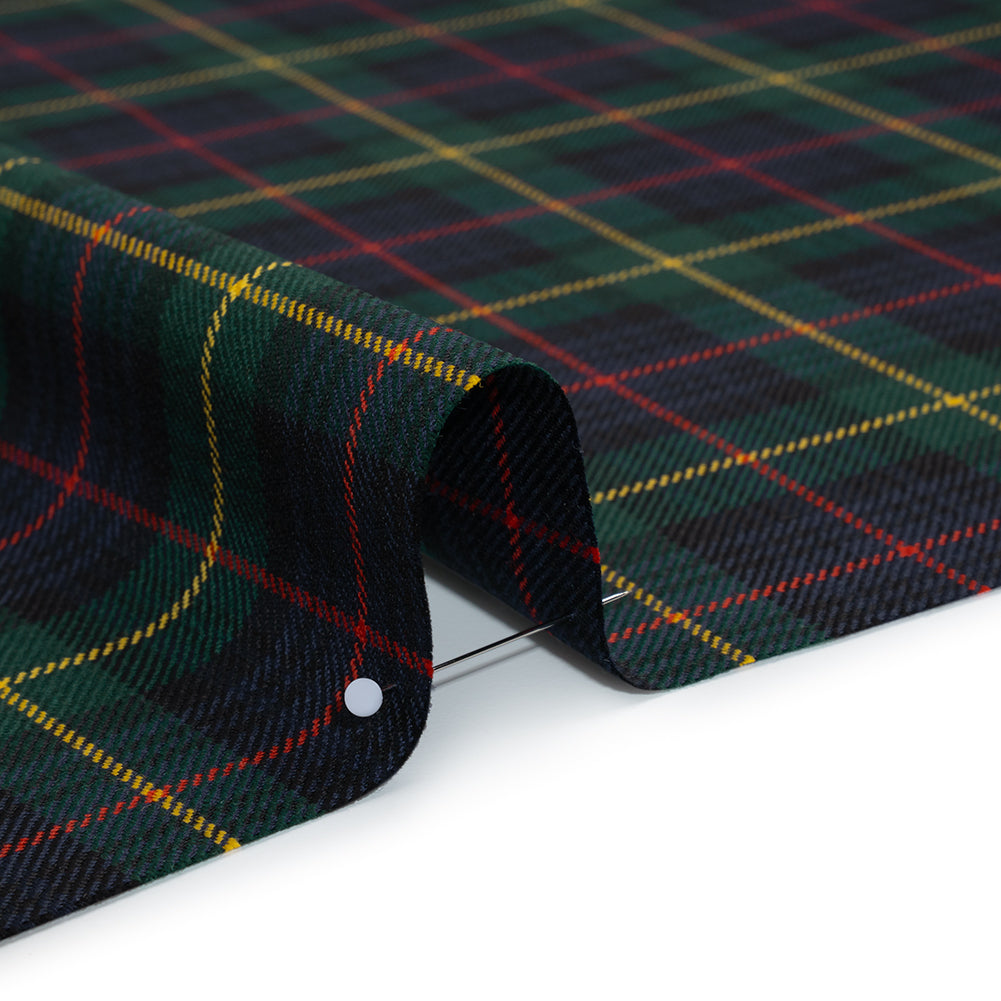 Virgin Wool Twill Made in Italy - Blue, Green, Red and Yellow Plaid Detail Virgin Wool Twill Made in Italy - Blue, Green, Red and Yellow Plaid Detail