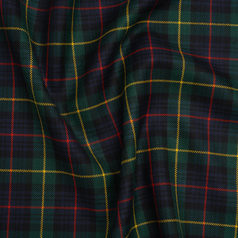 Virgin Wool Twill Made in Italy - Blue, Green, Red and Yellow Plaid Virgin Wool Twill Made in Italy - Blue, Green, Red and Yellow Plaid