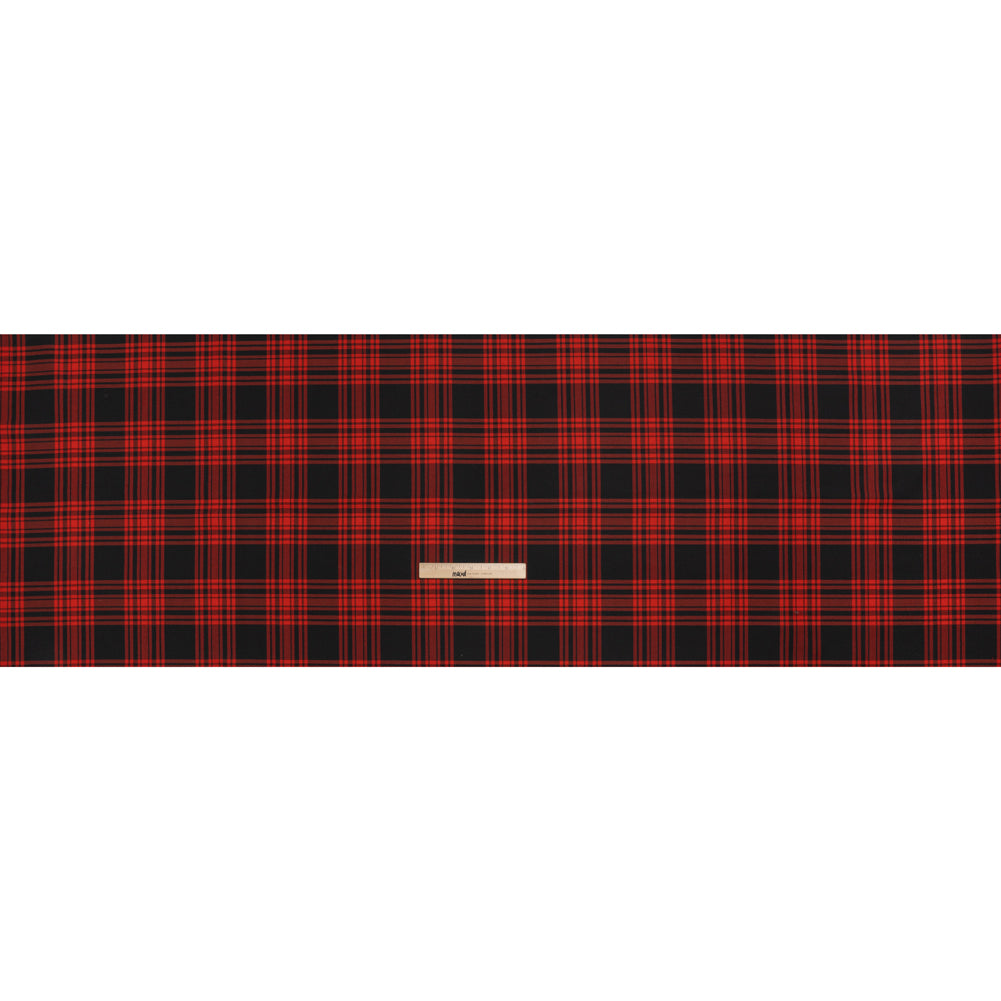Virgin Wool Twill Made in Italy - Red and Black Plaid - Full Virgin Wool Twill Made in Italy - Red and Black Plaid - Full