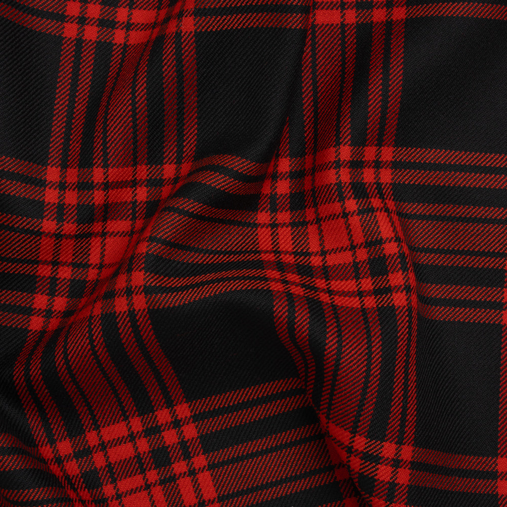 Virgin Wool Twill Made in Italy - Red and Black Plaid Virgin Wool Twill Made in Italy - Red and Black Plaid