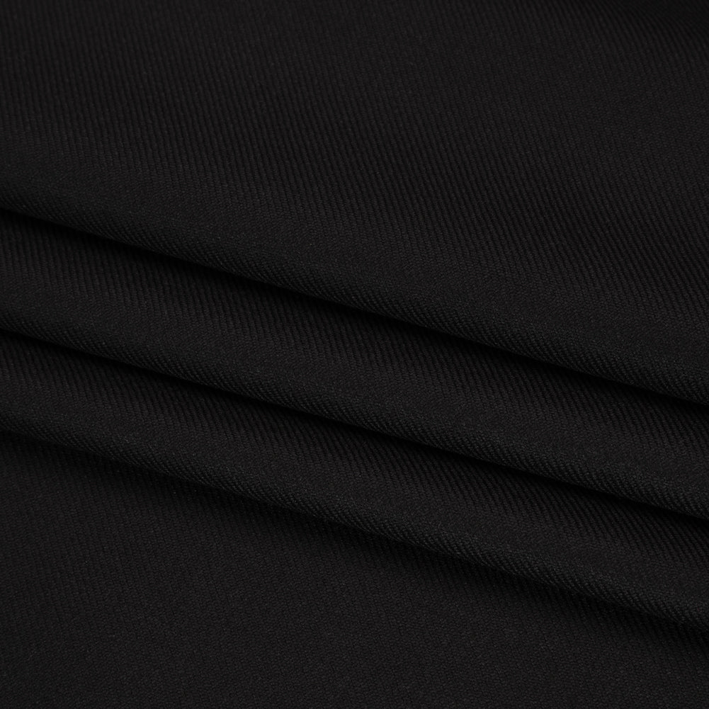 Virgin Merino Wool Twill Suiting Made in Italy - Black - Folded Virgin Merino Wool Twill Suiting Made in Italy - Black - Folded