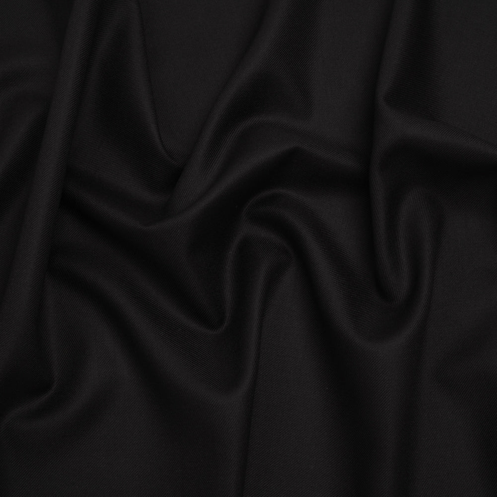 Virgin Merino Wool Twill Suiting Made in Italy - Black Virgin Merino Wool Twill Suiting Made in Italy - Black