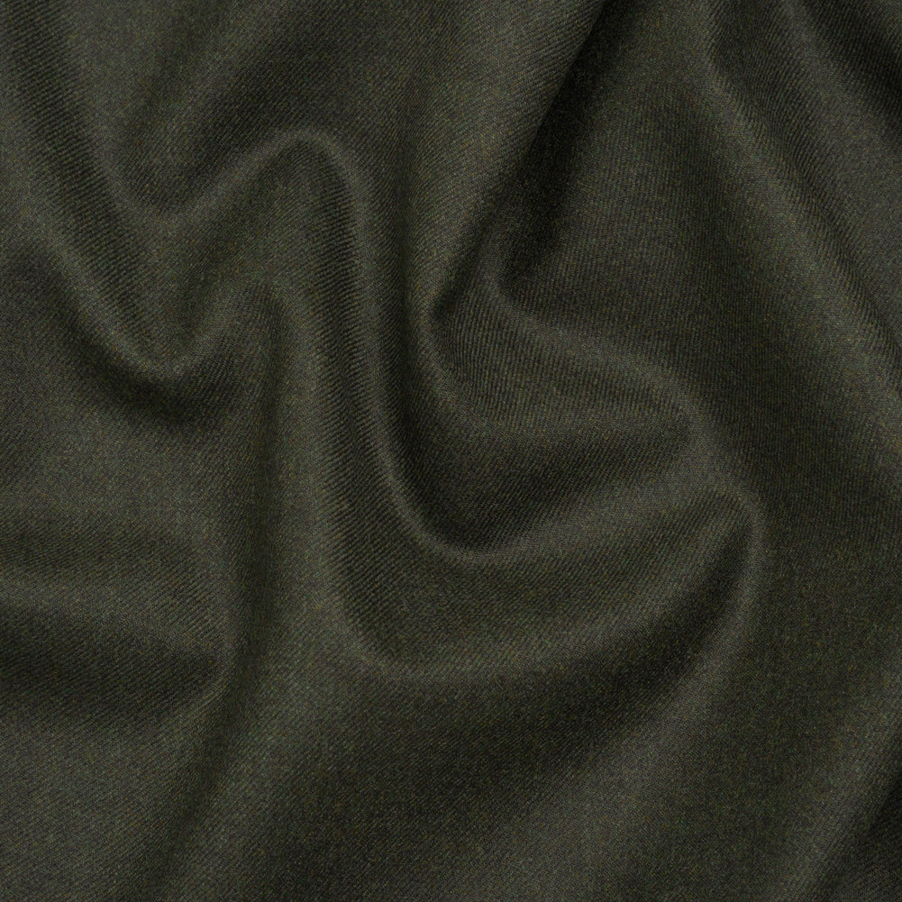 Brushed Virgin Wool Twill Made in Italy - Heathered Dark Forest Green Brushed Virgin Wool Twill Made in Italy - Heathered Dark Forest Green