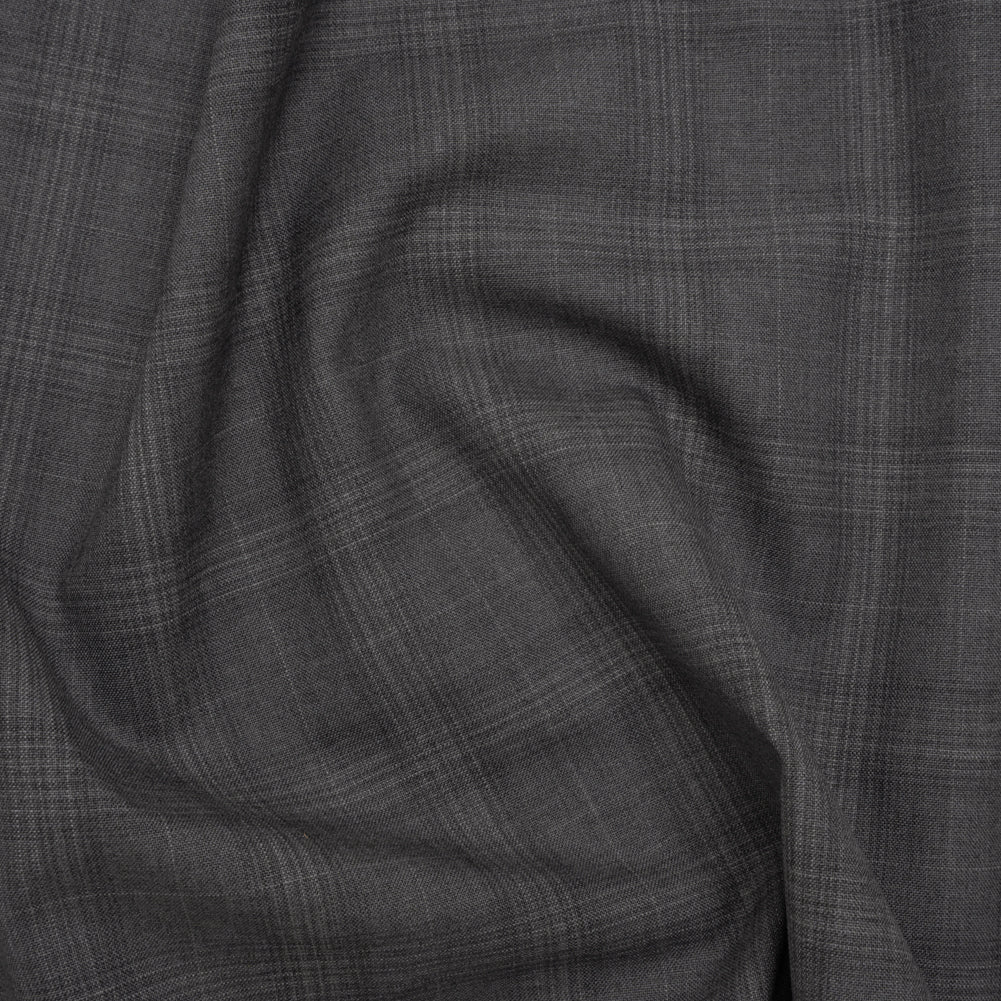 Super 100 Wool Suiting - Gray Monochromatic Plaid - Deadstock Super 100 Wool Suiting - Gray Monochromatic Plaid - Deadstock