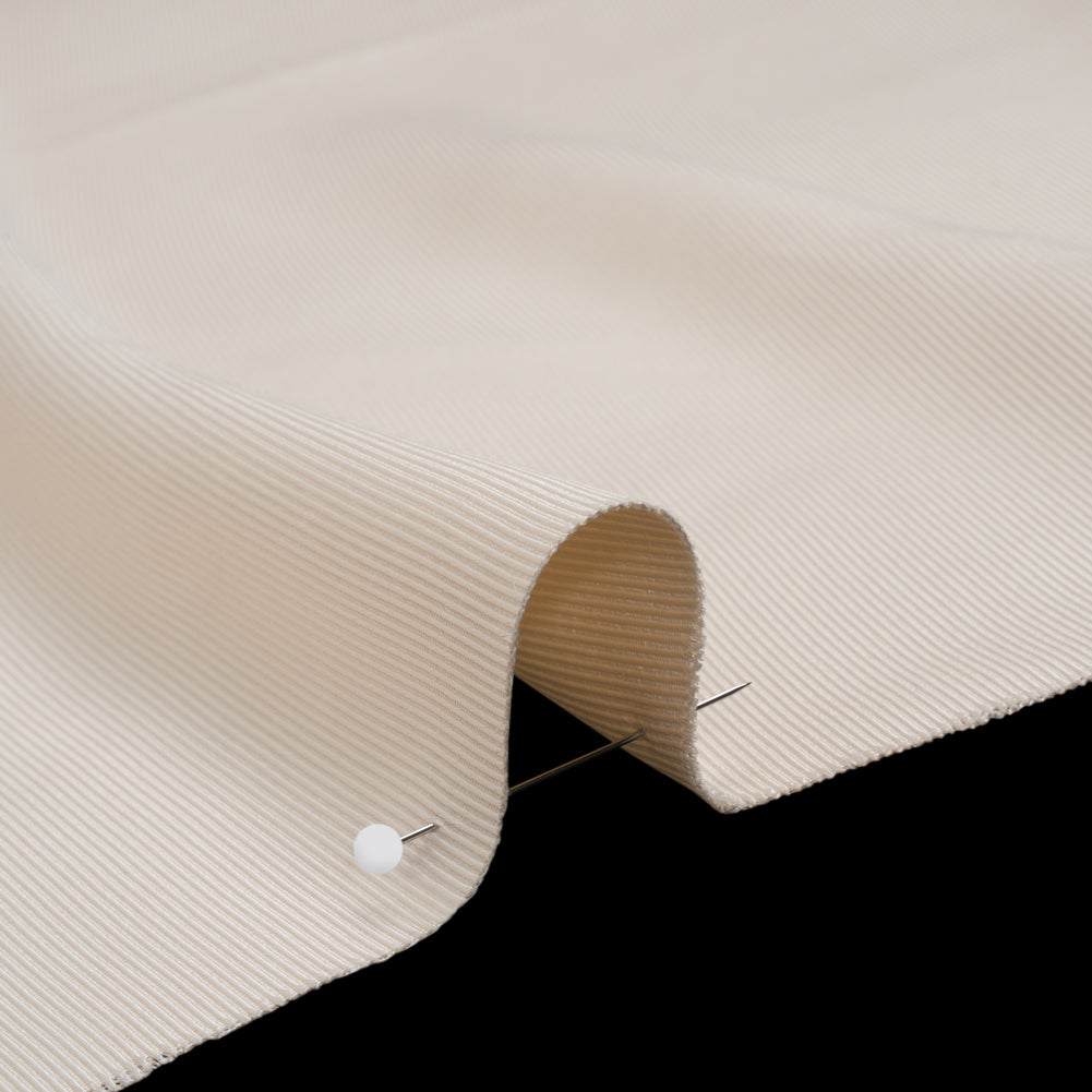 Luminous Recycled Polyester and Viscose Twill - Ivory - Deadstock - Detail Luminous Recycled Polyester and Viscose Twill - Ivory - Deadstock - Detail