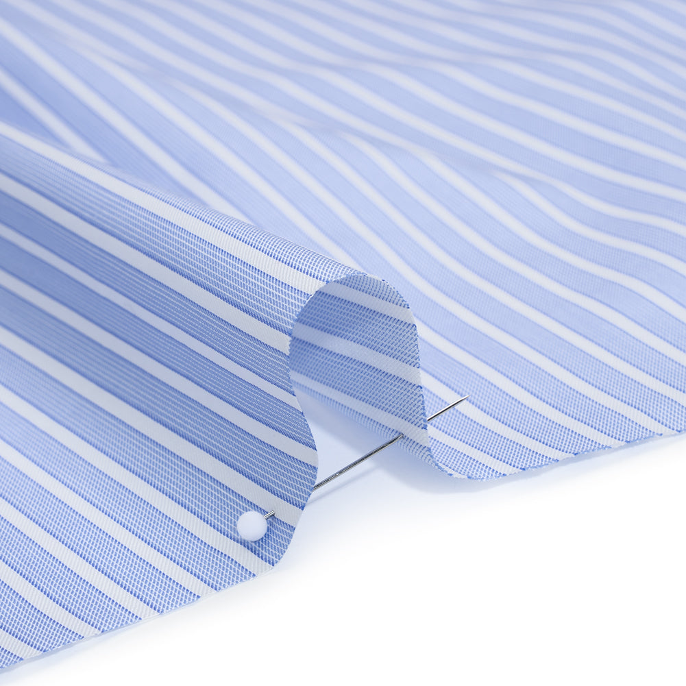 Cotton Twill Shirting - Light Blue and White Stripes - Deadstock - Detail Cotton Twill Shirting - Light Blue and White Stripes - Deadstock - Detail