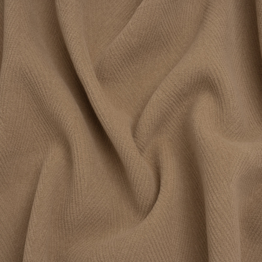 Wool Blend Herringbone Twill Coating Made in Italy - Tan - Deadstock Wool Blend Herringbone Twill Coating Made in Italy - Tan - Deadstock