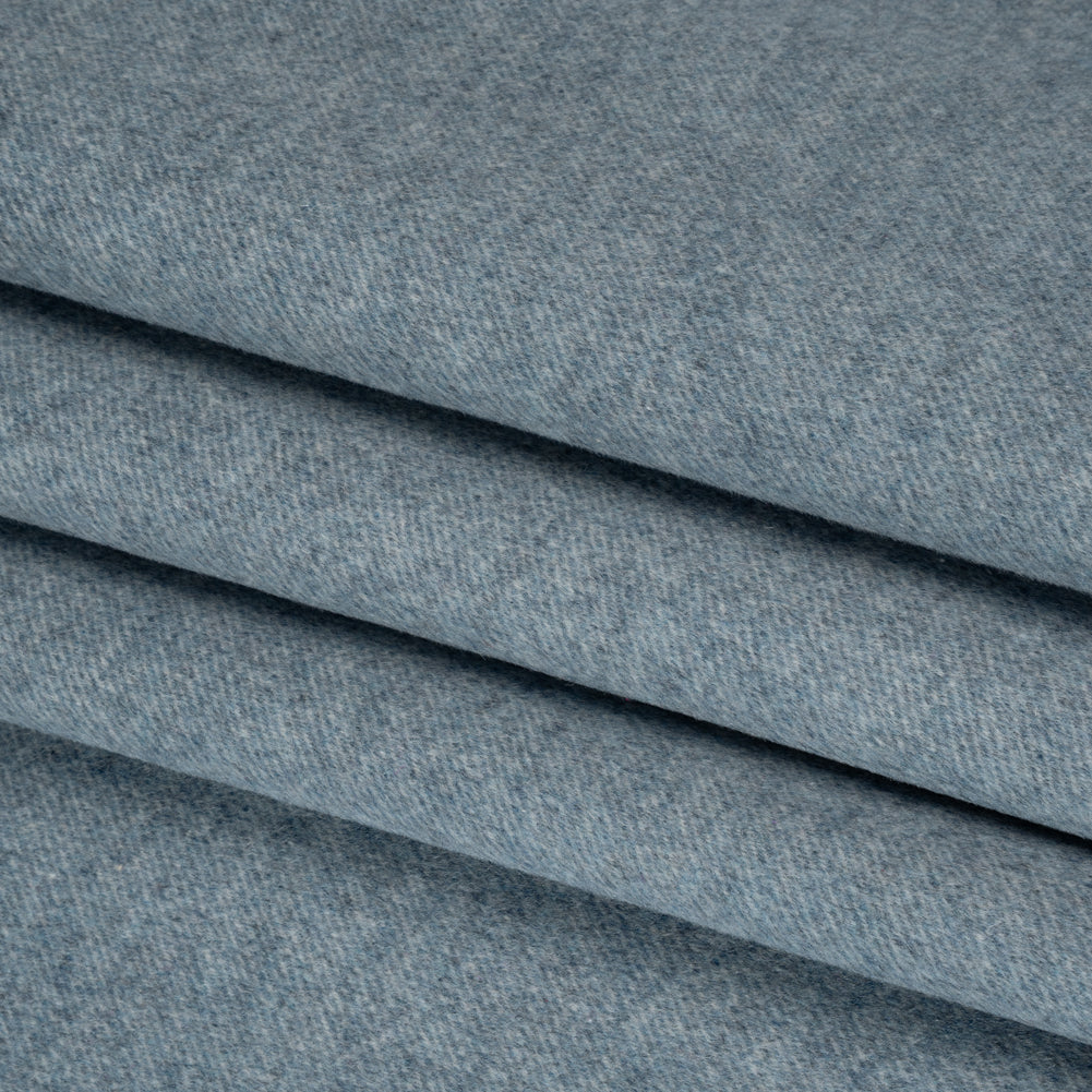 Brushed Wool Blend Twill Double Cloth Coating - White and Light Blue Heathered - Deadstock Folded Brushed Wool Blend Twill Double Cloth Coating - White and Light Blue Heathered - Deadstock Folded