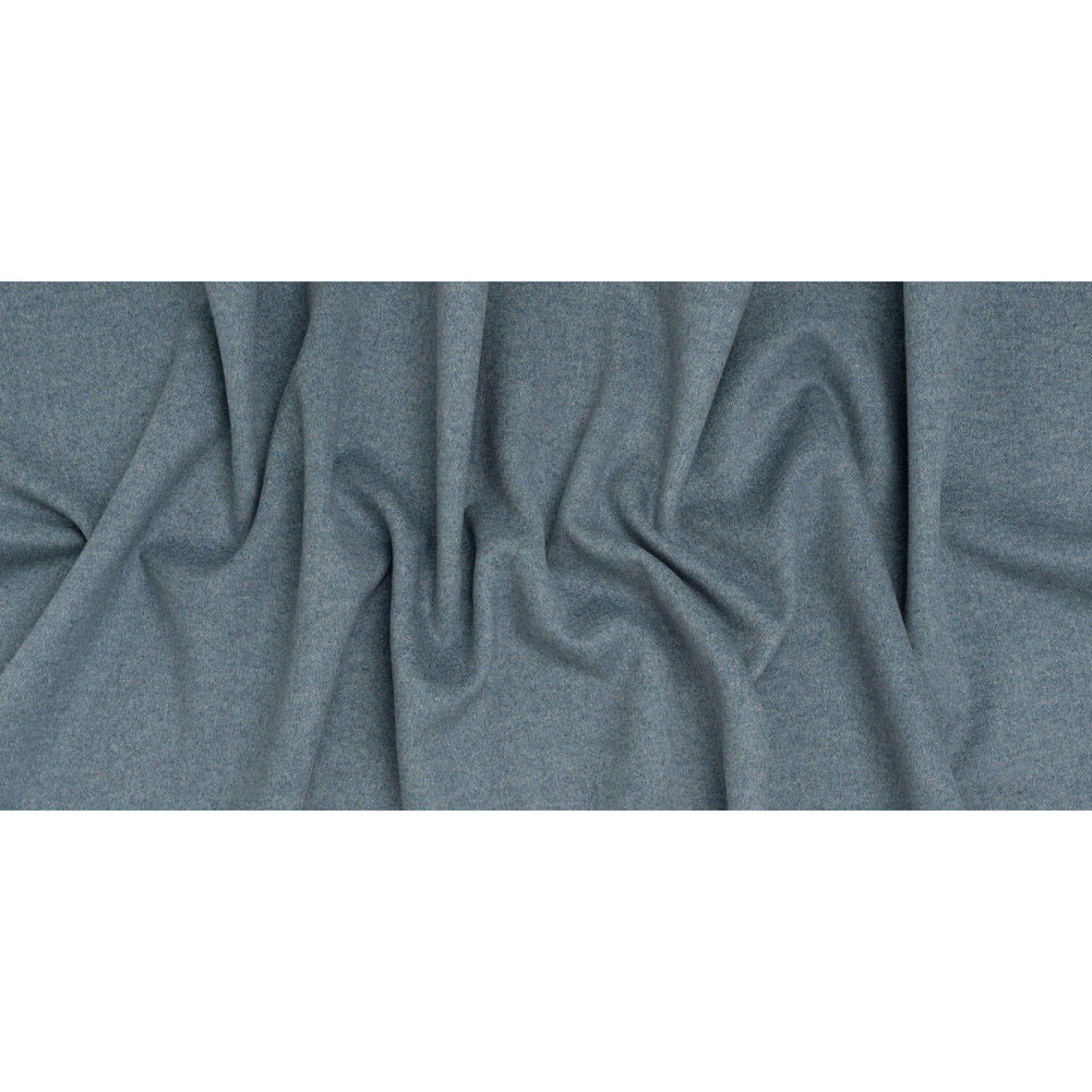 Brushed Wool Blend Twill Double Cloth Coating - White and Light Blue Heathered - Deadstock - Full Brushed Wool Blend Twill Double Cloth Coating - White and Light Blue Heathered - Deadstock - Full