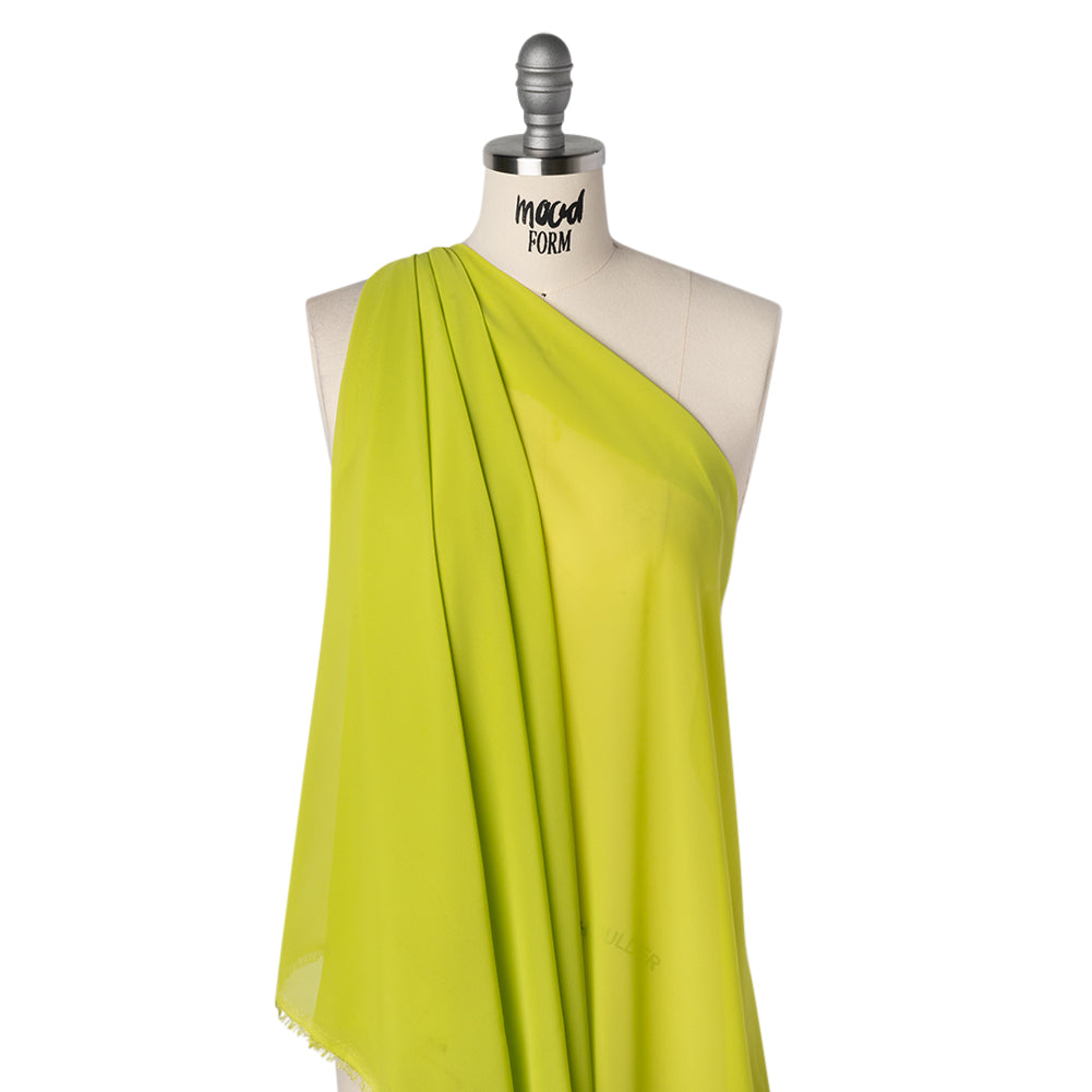 Polyester Chiffon - Lime Green - Designer Deadstock Drape Polyester Chiffon - Lime Green - Designer Deadstock Drape