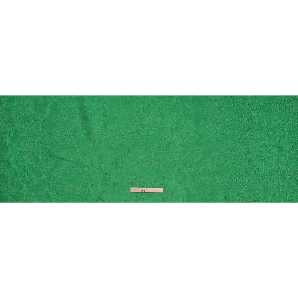 Metallic Polyester Brocade - Lime Green Floral - Deadstock - Full Metallic Polyester Brocade - Lime Green Floral - Deadstock - Full