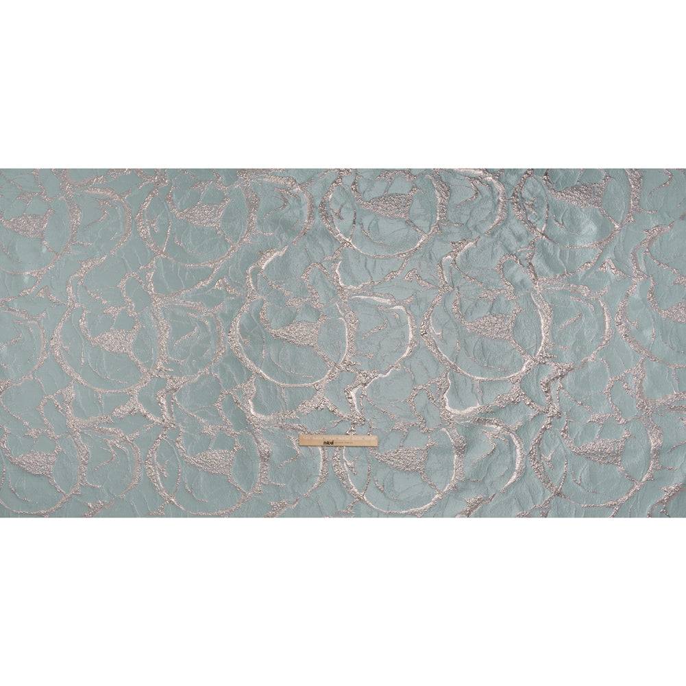 Metallic Polyester Brocade - Light Blue and Pale Rose Abstract - Deadstock - Full Metallic Polyester Brocade - Light Blue and Pale Rose Abstract - Deadstock - Full