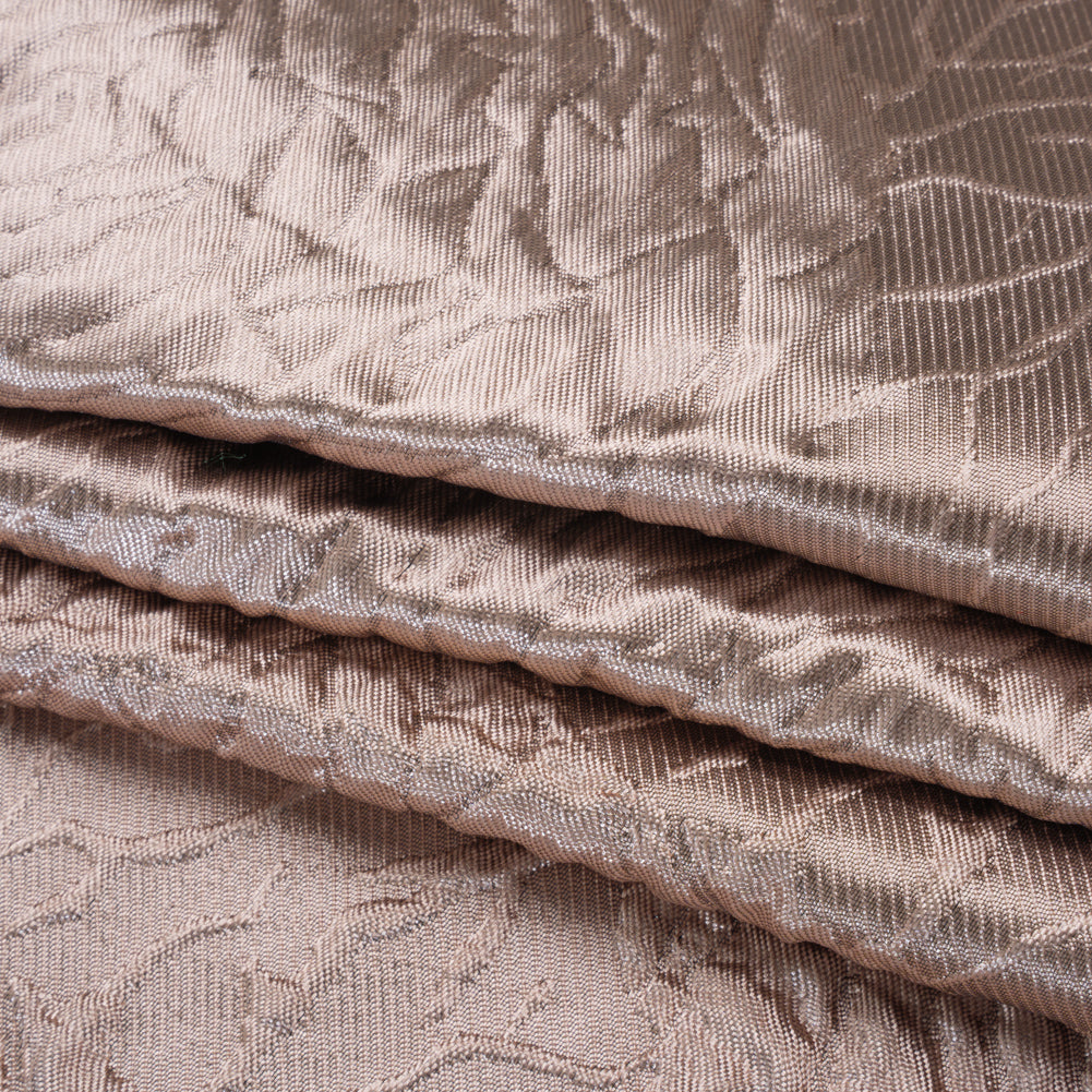 Metallic Polyester Brocade - Dusty Peach Cabbage Roses with Black Backing - Deadstock Folded Metallic Polyester Brocade - Dusty Peach Cabbage Roses with Black Backing - Deadstock Folded