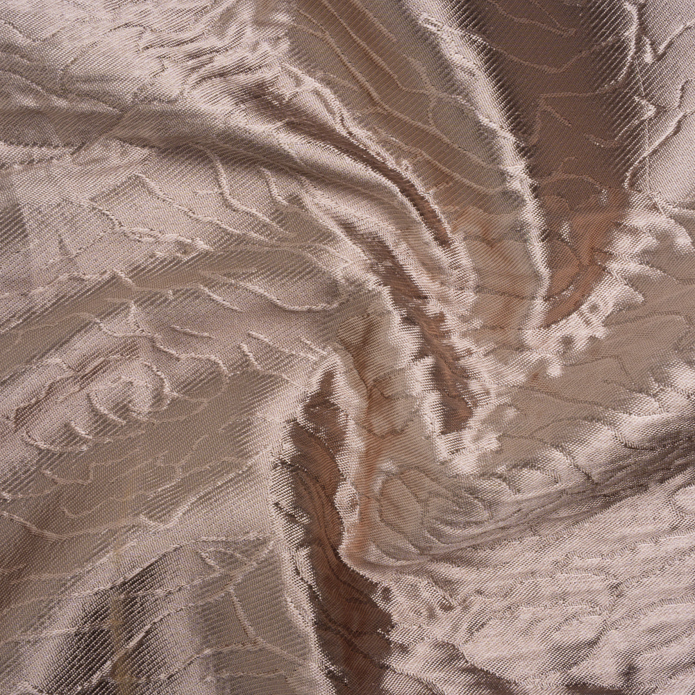 Metallic Polyester Brocade - Dusty Peach Cabbage Roses with Black Backing - Deadstock Metallic Polyester Brocade - Dusty Peach Cabbage Roses with Black Backing - Deadstock