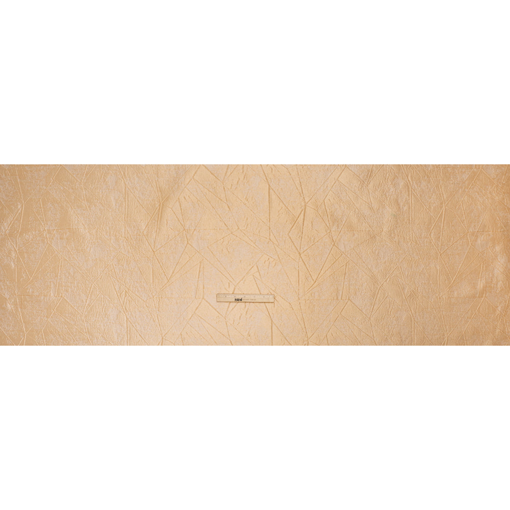 Luminous Polyester Brocade - Golden Tan Abstract Lines - Deadstock - Full Luminous Polyester Brocade - Golden Tan Abstract Lines - Deadstock - Full