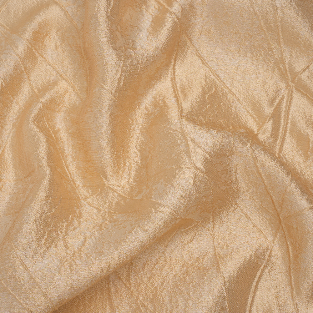 Luminous Polyester Brocade - Golden Tan Abstract Lines - Deadstock Luminous Polyester Brocade - Golden Tan Abstract Lines - Deadstock