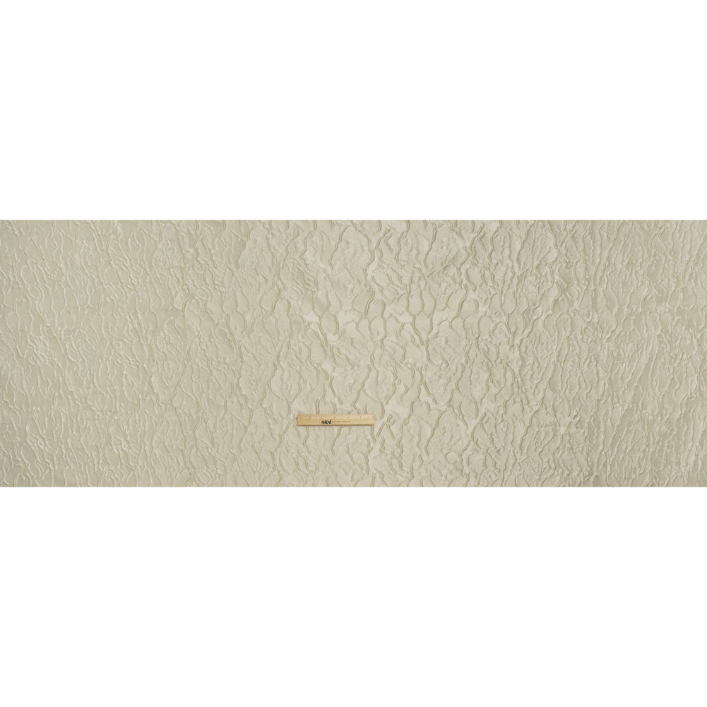 Metallic Polyester Brocade - Ivory Abstract Lines - Deadstock - Full Metallic Polyester Brocade - Ivory Abstract Lines - Deadstock - Full