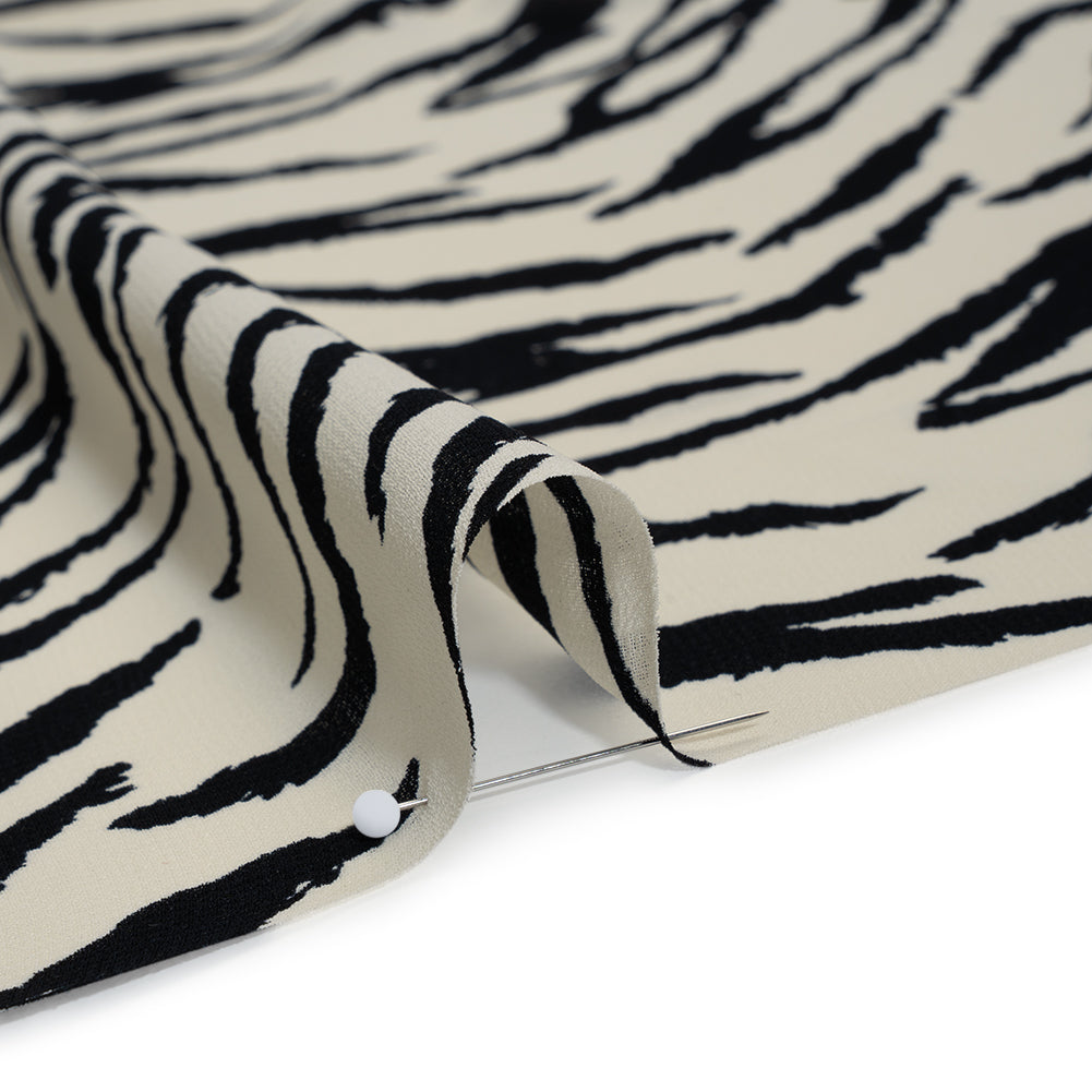 Viscose Georgette Print - Black and White Zebra Stripes - Designer Deadstock - Detail Viscose Georgette Print - Black and White Zebra Stripes - Designer Deadstock - Detail
