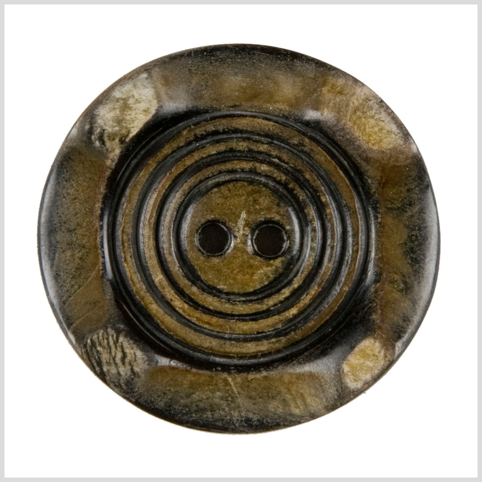 Burnt Brown 2-Hole Carved Horn Button - 54L/34mm Burnt Brown 2-Hole Carved Horn Button - 54L/34mm