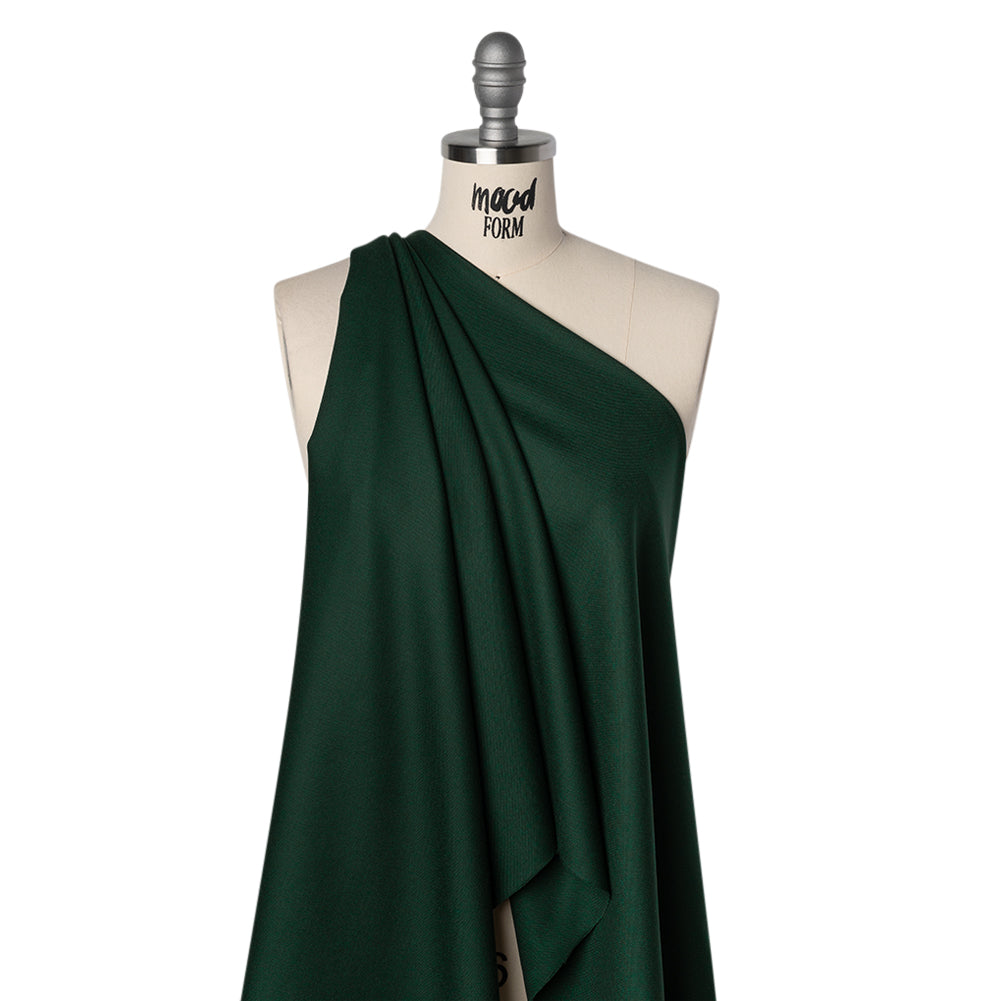 Virgin Merino Wool Twill Suiting Made in Italy - Dark Green - Drape Virgin Merino Wool Twill Suiting Made in Italy - Dark Green - Drape