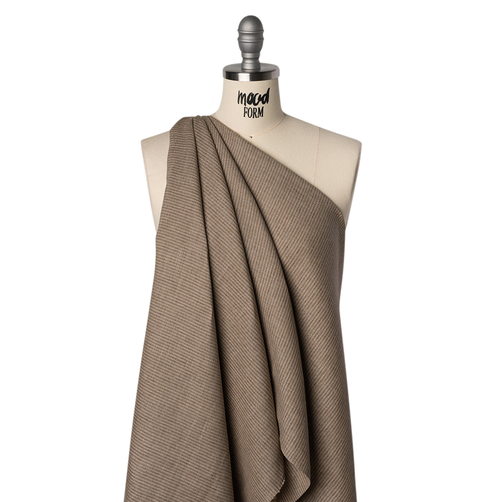 Medium Weight Linen Woven - Tan and Oatmeal Candy Stripes - Drape Medium Weight Linen Woven - Tan and Oatmeal Candy Stripes - Drape