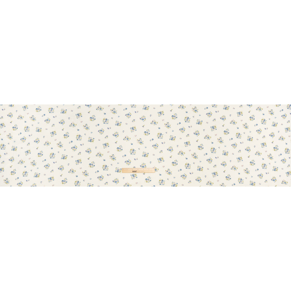 Sustainable Viscose Crepe Print - Steel Blue, Lilac Purple and Cream Floral - Designer Deadstock - Full Sustainable Viscose Crepe Print - Steel Blue, Lilac Purple and Cream Floral - Designer Deadstock - Full