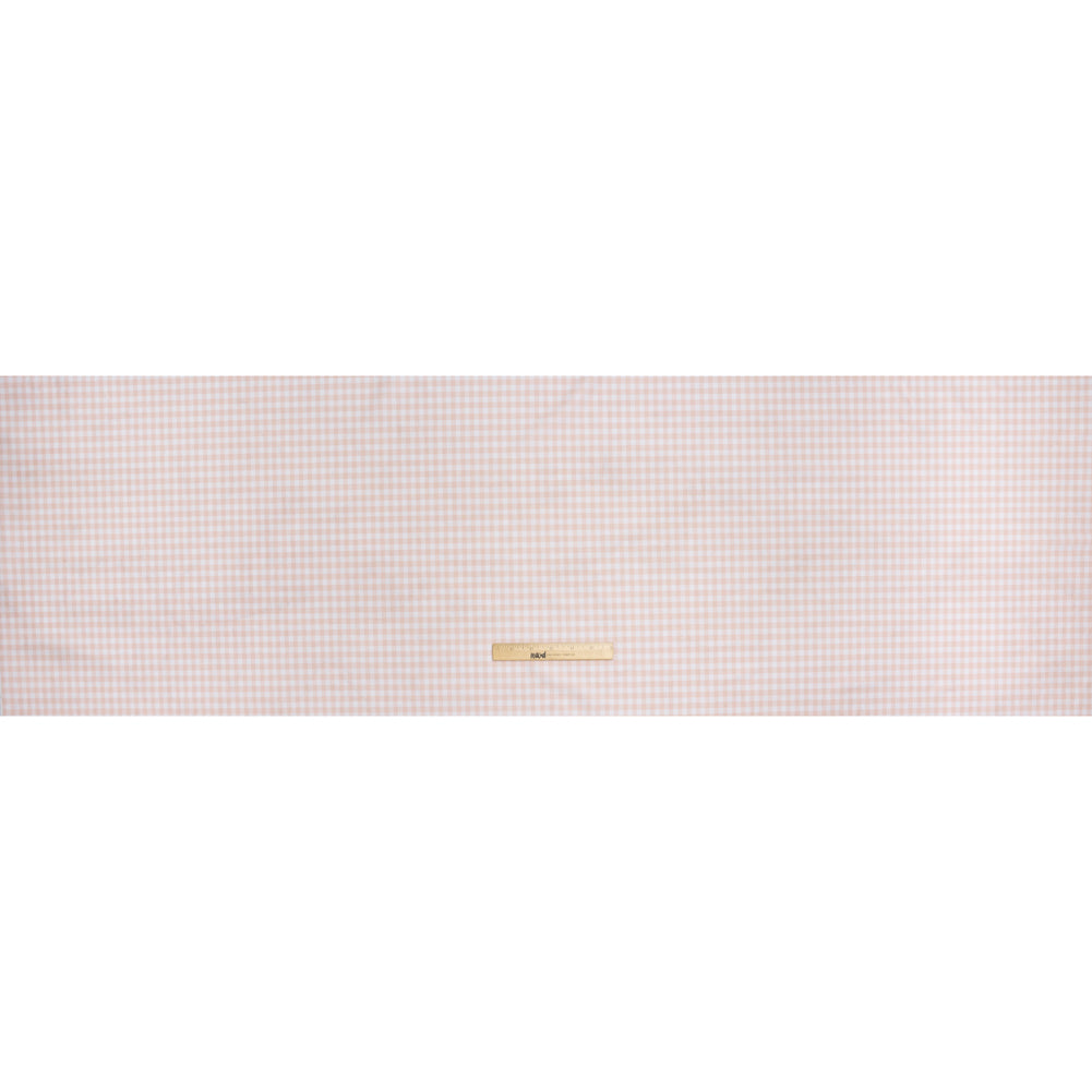 Stretch Econyl Nylon Jersey Print - Light Blush Pink Gingham - Designer Deadstock - Full Stretch Econyl Nylon Jersey Print - Light Blush Pink Gingham - Designer Deadstock - Full