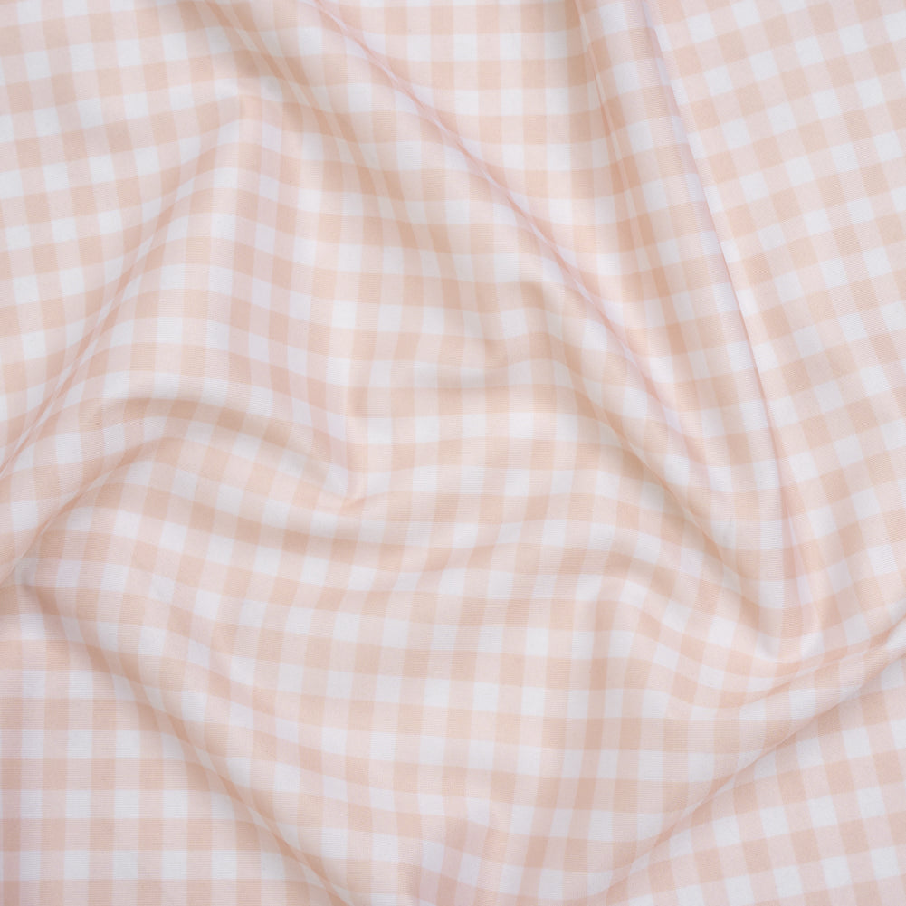 Stretch Econyl Nylon Jersey Print - Light Blush Pink Gingham - Designer Deadstock Stretch Econyl Nylon Jersey Print - Light Blush Pink Gingham - Designer Deadstock