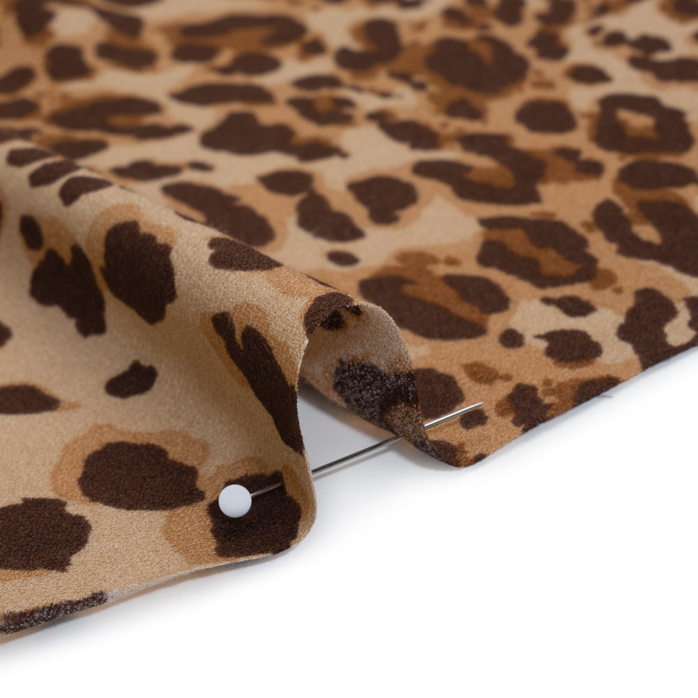 Sustainable Viscose Crepe Print - Chocolate Brown and Toffee Tan Leopard Spots - Designer Deadstock - Detail Sustainable Viscose Crepe Print - Chocolate Brown and Toffee Tan Leopard Spots - Designer Deadstock - Detail