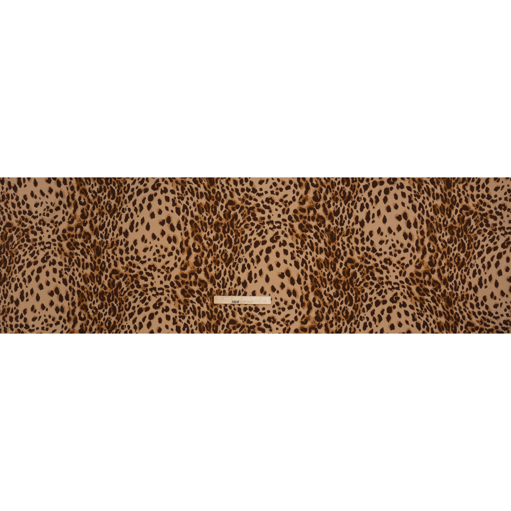 Sustainable Viscose Crepe Print - Chocolate Brown and Toffee Tan Leopard Spots - Designer Deadstock - Full Sustainable Viscose Crepe Print - Chocolate Brown and Toffee Tan Leopard Spots - Designer Deadstock - Full