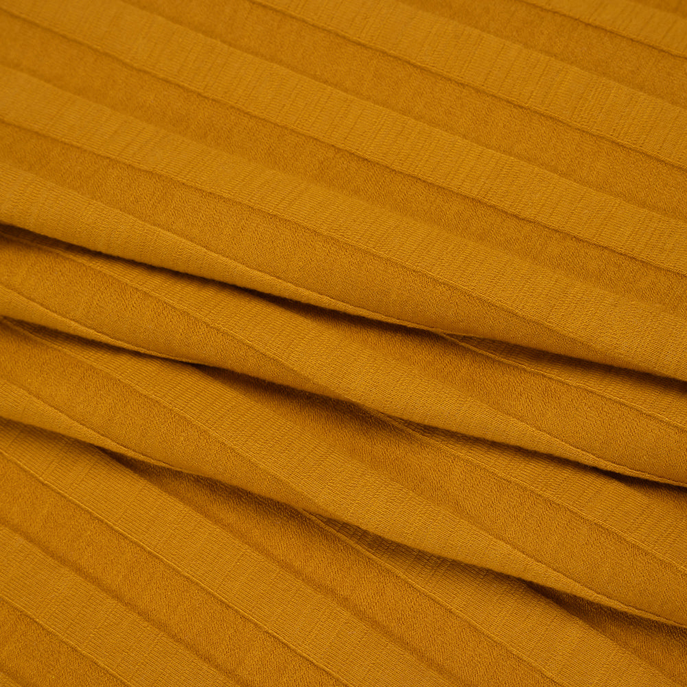 Stretch Tencel Rib Knit - Golden Yellow - Designer Deadstock - Folded Stretch Tencel Rib Knit - Golden Yellow - Designer Deadstock - Folded