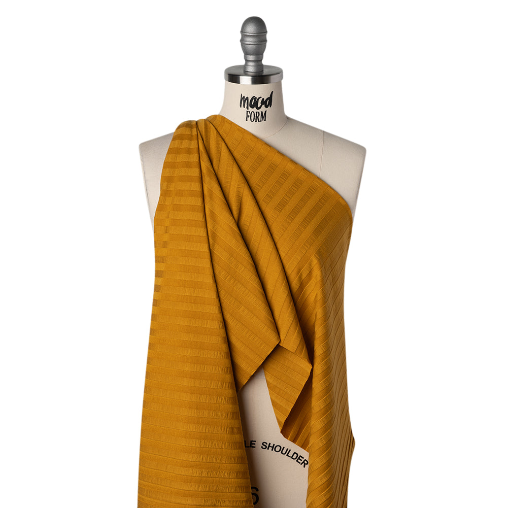 Stretch Tencel Rib Knit - Golden Yellow - Designer Deadstock - Drape Stretch Tencel Rib Knit - Golden Yellow - Designer Deadstock - Drape