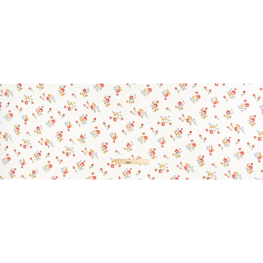 Viscose Georgette Print - Coral Pink, Sunset Yellow and Pacific Blue Floral - Designer Deadstock - Full Viscose Georgette Print - Coral Pink, Sunset Yellow and Pacific Blue Floral - Designer Deadstock - Full