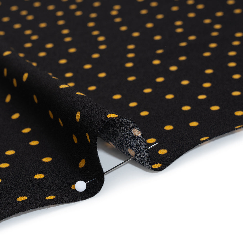 Sustainable Viscose Crepe Print - Soft Pumpkin Orange and Black Polka Dots - Designer Deadstock - Detail Sustainable Viscose Crepe Print - Soft Pumpkin Orange and Black Polka Dots - Designer Deadstock - Detail