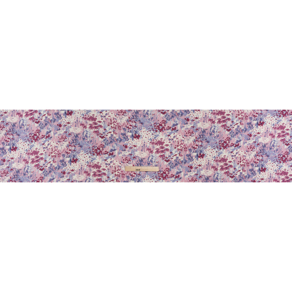 Sustainable Viscose Crepe Print - Blush Pink, Burgundy Red and Lilac Purple Painterly Abstract Floral - Designer Deadstock - Full Sustainable Viscose Crepe Print - Blush Pink, Burgundy Red and Lilac Purple Painterly Abstract Floral - Designer Deadstock - Full