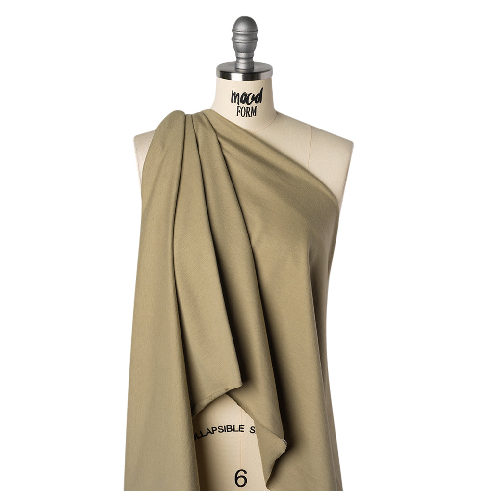 Flame Resistant Cotton Jersey - Military Tan - Designer Deadstock Made in the USA - Drape Flame Resistant Cotton Jersey - Military Tan - Designer Deadstock Made in the USA - Drape
