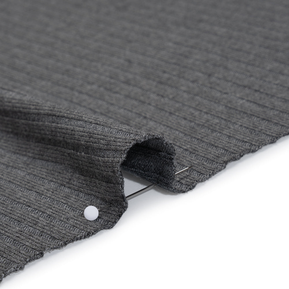 Stretch Tencel Rib Knit - Smokey Gray - Designer Deadstock - Detail Stretch Tencel Rib Knit - Smokey Gray - Designer Deadstock - Detail