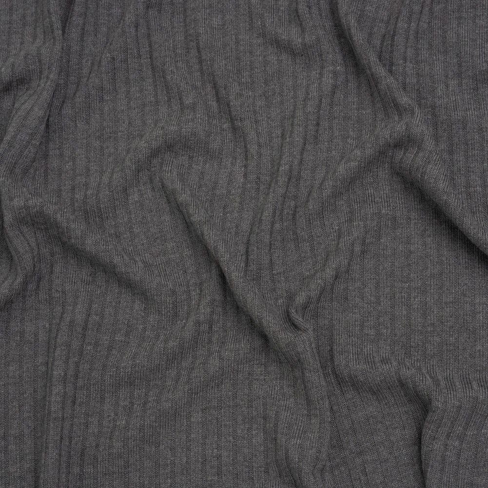 Stretch Tencel Rib Knit - Smokey Gray - Designer Deadstock Stretch Tencel Rib Knit - Smokey Gray - Designer Deadstock