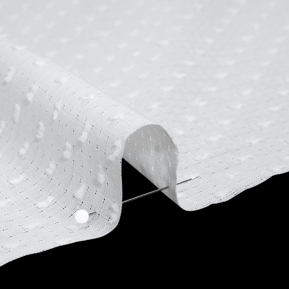Swiss Dot Gridded Cotton Voile - White - Famous Australian Designer Deadstock - Detail Swiss Dot Gridded Cotton Voile - White - Famous Australian Designer Deadstock - Detail