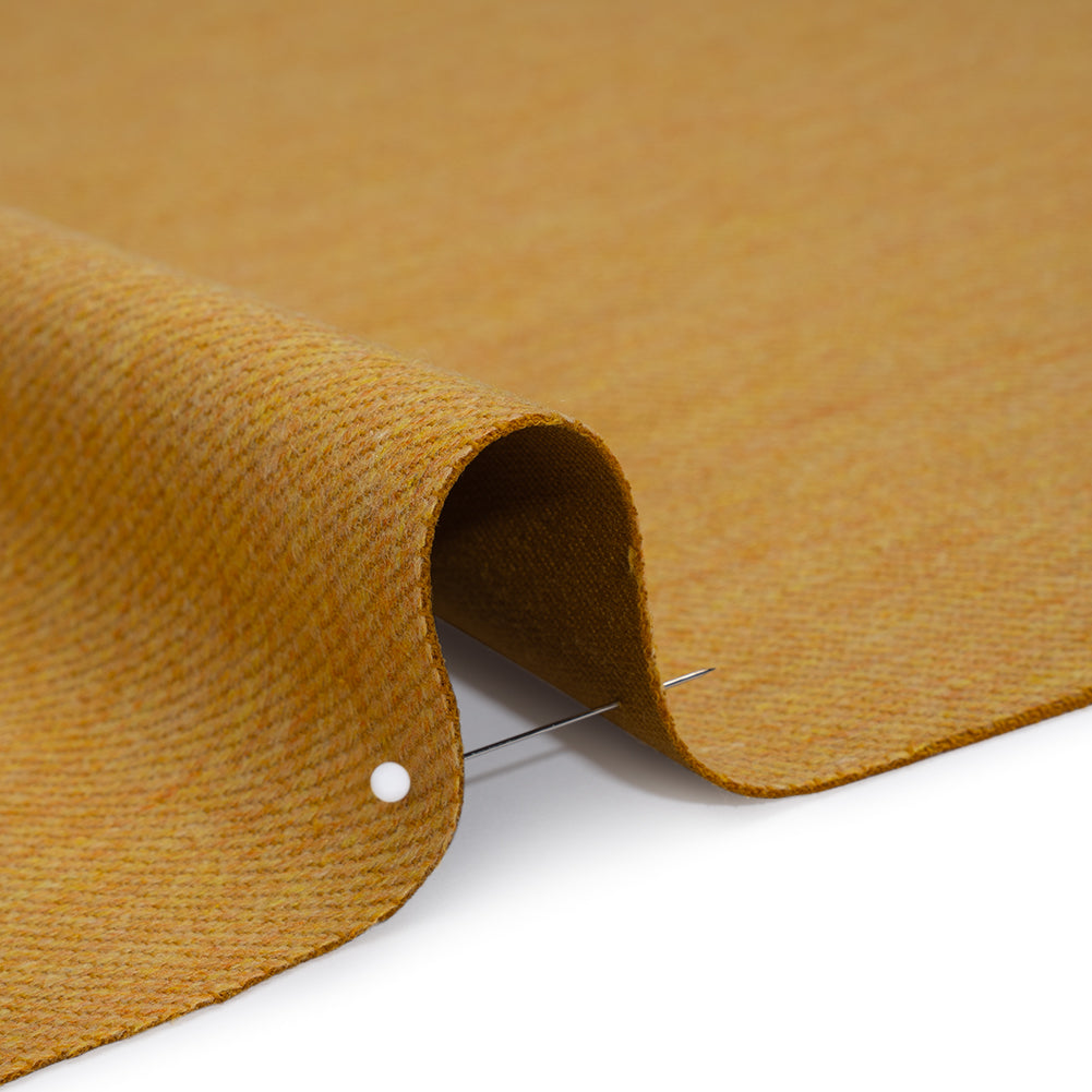 Stretch Blended Virgin Wool and Recycled Polyester Twill Coating - Yellow Ochre Tweed - Famous Australian Designer Deadstock - Detail Stretch Blended Virgin Wool and Recycled Polyester Twill Coating - Yellow Ochre Tweed - Famous Australian Designer Deadstock - Detail